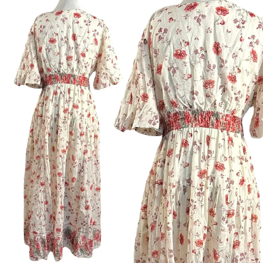 Free People Dainty Ethereal Cottage Floral Lysette Maxi Dress Medium Bohemian - Picture 10 of 15